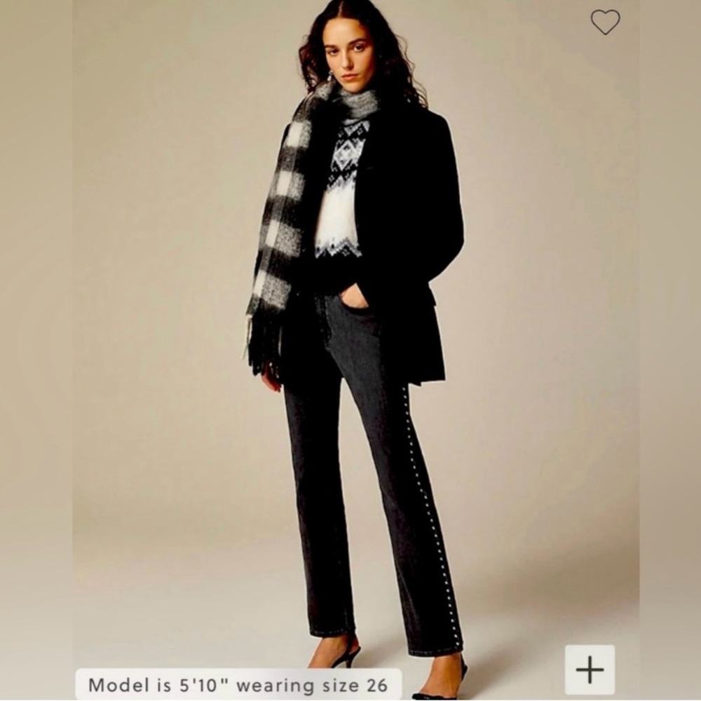 J.Crew Black Studded Straight Leg Jeans